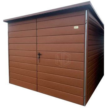 Gartenhaus - Gartenschuppen 2,5x3m Garage - Zweiflügeliges Tor - Helles Braun - Flachdach ID917