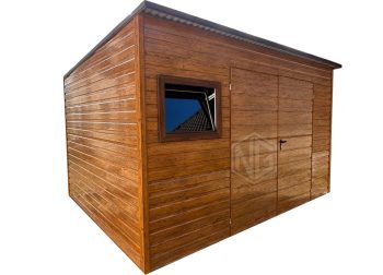 Gartenhaus - Gartenschuppen 4x2,5m Zweiflügeliges Tor - PVC Kippfenster - Holzoptik - Flachdach ID918