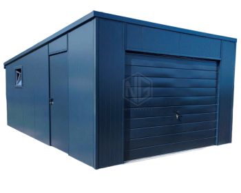 Garage aus Sandwichplatten 4x6  Gedämmtes Schwingtor - Tür - PVC Kippfenster - Anthrazit - Flachdach  GP365