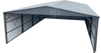 Carport -  Überdachung 9x11m Anthrazit - Dachrinnen  -  Satteldach  GP530