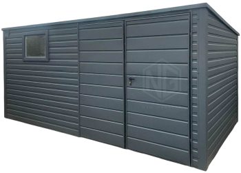 Gartenhaus - Gartenschuppen 4x2m Zweiflügeliges Tor - PVC Kippfenster - PVC Kippfenster - Anthrazit - Flachdach GP528