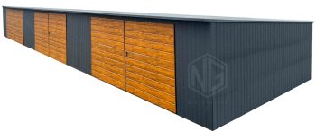 Reihengaragen - Garagenkomplex 18x5m - 3x Zweiflügeliges Tor - Tür - Holzoptik - Anthrazit - Flachdach GP525