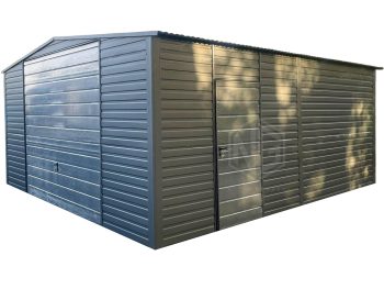 Blechgarage 5x5,5m - Schwingtor - Tür - Anthrazit - Satteldach GP522