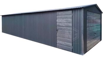 Blechgarage 4x9m - Schwingtor - 2x Tür - Anthrazit - Satteldach ID900