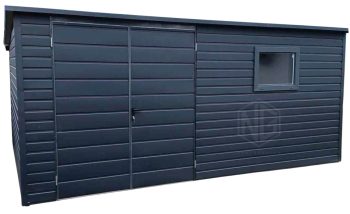 Gartenhaus - Gartenschuppen 5x3m - Zweiflügeliges Tor - PVC Kippfenster - Anthrazit - Flachdach ID896