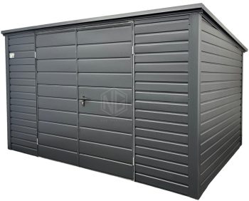 Gartenhaus - Gartenschuppen 4x2,5m - Zweiflügeliges Tor - Anthrazit - Flachdach ID884