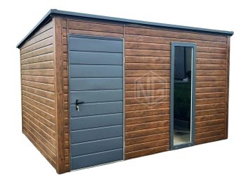 Gartenhaus - Gartenschuppen 3x3m - Tür - PVC Kippfenster - Anthrazit - Holzoptik - Flachdach ID882