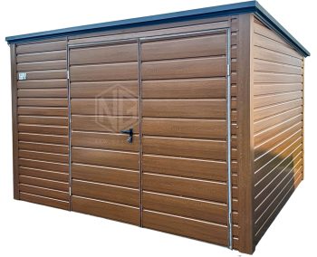 Gartenhaus - Gartenschuppen 3x2,5m - Zweiflügeliges Tor - Holzoptik - Flachdach ID878