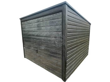 Gartenhaus - Gartenschuppen 3x3,5m Schwingtor - Tür - PVC Kippfenster - Holzoptik - Dachrinnen - Flachdach GP486