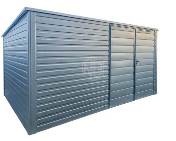 Gartenhaus - Gartenschuppen 4x2,5m - Zweiflügeliges Tor - Anthrazit - Flachdach GP485