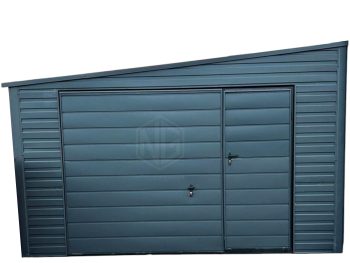 Blechgarage 4x6m Schwingtor Anthrazit Dach mit Neigung nach links GP252