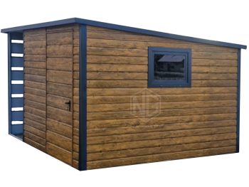 Gartenhaus - Gartenschuppen 2,5x3m - Tür - PVC Kippfenster - Holzoptik - Flachdach ID842