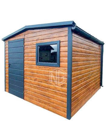 Gartenhaus - Gartenschuppen 3x4m Tür - PVC Kippfenster - Holzoptik - Metalldachziegel - Dachrinnen - Satteldach GP462