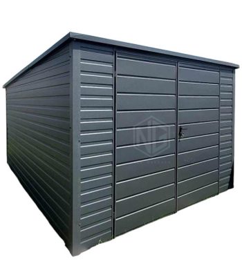 Gartenhaus - Gartenschuppen 3,5x4,5m - Zweiflügeliges Tor - Anthrazit - Flachdach GP458