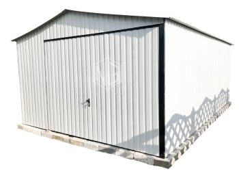 Blechgarage 4x6m Schwingtor - Weiß - Satteldach GP82