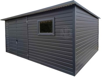 Gartenhaus - Gartenschuppen 4,5x2,5m Zweiflügeliges Tor - PVC Kippfenster - Anthrazit - Flachdach ID812