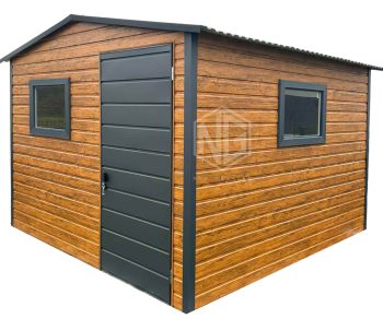 Gartenhaus - Gartenschuppen 3x3m - Tür - 2x PVC Kippfenster - Holzoptik - Satteldach ID811