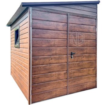 Gartenhaus - Gartenschuppen 3x2m Zweiflügeliges Tor - PVC Kippfenster - Holzoptik - Dach mit Neigung nach links ID799