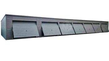 Reihengaragen - Garagenkomplex 24x5,5m - 7x Schwingtor - Anthrazit - Flachdach ID785
