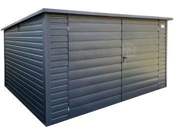 Gartenhaus - Gartenschuppen 4x3m - Zweiflügeliges Tor - Anthrazit - Flachdach ID782