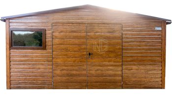 Gartenhaus - Gartenschuppen 5x2,5m - Zweiflügeliges Tor - PVC Kippfenster - Holzoptik - Dachrinnen - Satteldach ID777