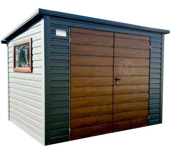 Gartenhaus - Gartenschuppen 3x2m - Zweiflügeliges Tor - PVC Kippfenster - Holzoptik - Anthrazit - Flachdach ID778