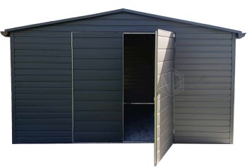 Gartenhaus - Gartenschuppen 4,5x3,5m - Zweiflügeliges Tor - Anthrazit - Dachrinnen - Satteldach ID761