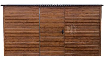 Gartenhaus - Gartenschuppen 4x3m - Tür - PVC Kippfenster - Helles Walnussholz - Holzoptik - Satteldach ID762