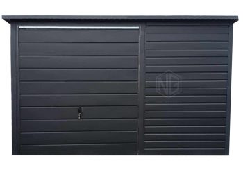 Gartenhaus - Garage - 3,5x3m Gartenschuppen - Schwingtor - Anthrazit - Dachrinnen - Flachdach ID764