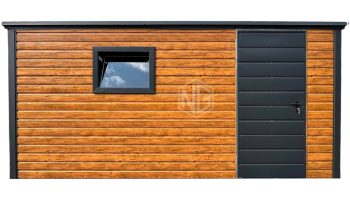 Gartenhaus - Gartenschuppen 4x2m - Tür - PVC Kippfenster - Helles Walnussholz - Holzoptik - Flachdach ID707