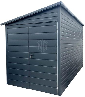 Gartenhaus - Gartenschuppen 2x5m - Zweiflügeliges Tor - PVC Kippfenster - Anthrazit - Dach mit seitlichem Gefälle ID689