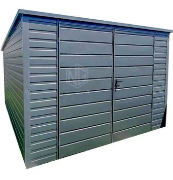 Gartenhaus - Gartenschuppen 3x4,5m - Zweiflügeliges Tor - Anthrazit - Flachdach GP434