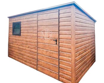 Gartenhaus - Gartenschuppen 3,5x2m - Tür - PVC Kippfenster - Dunkles Walnussholz - Holzoptik - Flachdach GP433