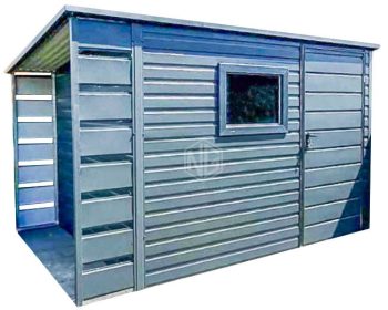 Gartenhaus - Gartenschuppen 2,5x2,5m + Überdachung 0,5m - Tür - PVC Kippfenster - Anthrazit - Flachdach GP432