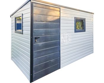 Gartenhaus - Gartenschuppen 3x2m - Tür - 2x PVC Kippfenster - Weiß - Anthrazit - Flachdach GP428