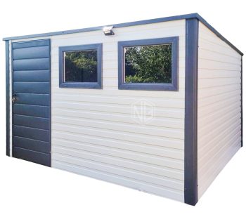 Gartenhaus - Gartenschuppen 3x2,5m - Tür - 2x PVC Kippfenster - Weiß - Anthrazit - Flachdach GP426