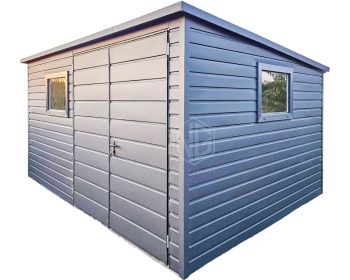 Gartenhaus - Gartenschuppen 4x3m - Zweiflügeliges Tor - 2x PVC Kippfenster - Anthrazit - Dachrinnen - Flachdach ID671