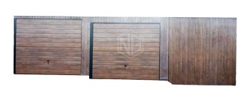 Blechgarage  10x5m - 2x Schwingtor - Holzoptik - Pultdach  GP164