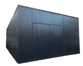 Halle - Blechgarage 6x7 - Zweiflügeliges Tor - Tür - Anthrazit - Flachdach GP114