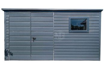 Gartenhaus - Gartenschuppen 4x2,5m - Zweiflügeliges Tor - PVC Kippfenster - Anthrazit - Flachdach ID657