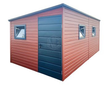 Gartenhaus - Gartenschuppen 2,5x4m - Tür - 3x PVC Kippfenster - Helles Braun - Anthrazit  - Dach mit Neigung zur Seite ID646