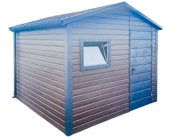 Gartenhaus - Gartenschuppen 3x3m - Tür - PVC Kippfenster - Dunkles Walnussholz - Holzoptik - Anthrazit - Dachrinnen - Metalldachziegel - Satteldach ID648