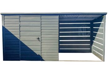 Gartenhaus - Gartenschuppen 2,5x1,5m + Überdachung 2,2m - Tür - Anthrazit - Flachdach ID644