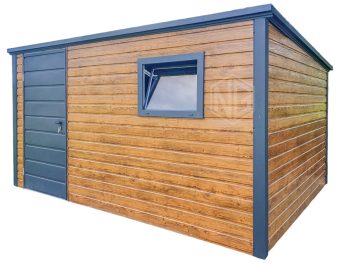 Gartenhaus - Gartenschuppen 4x3m - Tür - PVC Kippfenster - Helles Walnussholz - Holzoptik - Anthrazit - Flachdach ID636