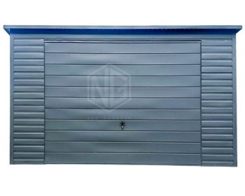 Blechgarage 4x6m - Schwingtor - Tür - PVC Kippfenster - Dachrinnen - Anthrazit - Flachdach ID613