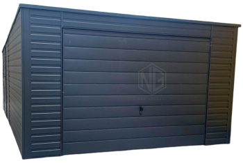 Blechgarage 4x6m - Schwingtor - Tür - PVC Kippfenster - Anthrazit - Flachdach GP480