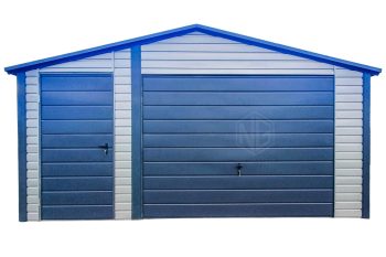 Blechgarage 5x6m - Schwingtor - Tür - Anthrazit - Silber - Dachrinnen - Satteldach ID622