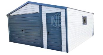 Blechgarage 5x6m Horizontal Blech Schwingtor PVC Kippfenster Weiß ID205