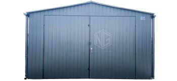 Blechgarage 4x5m Zweiflügeliges Tor - Dachrinnen - Anthrazit - Satteldach - GP145