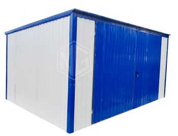 Blechgarage 4x5m Vertikal Blech Schwingtor Weiß Blau Pultdach ID157